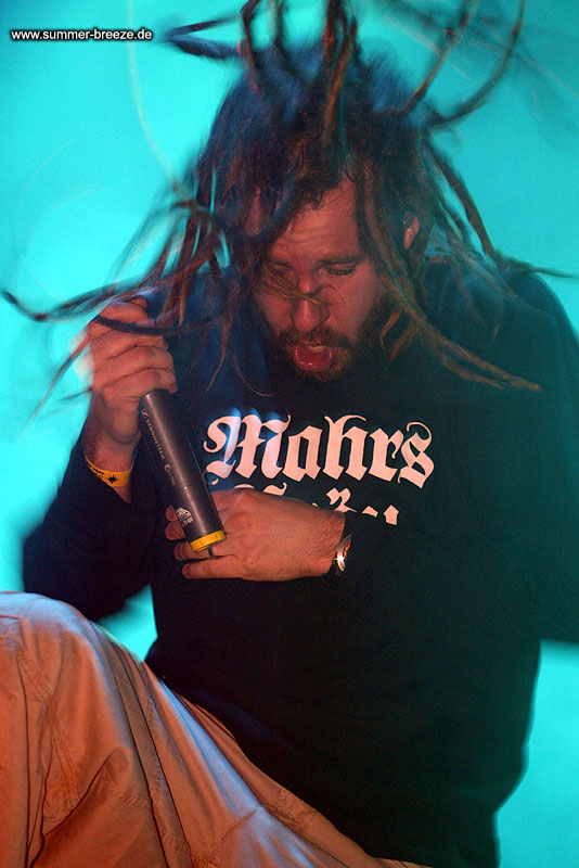 Bild eines Mitglieds der Band In Flames beim Live Auftritt auf dem Summer Breeze 2003.